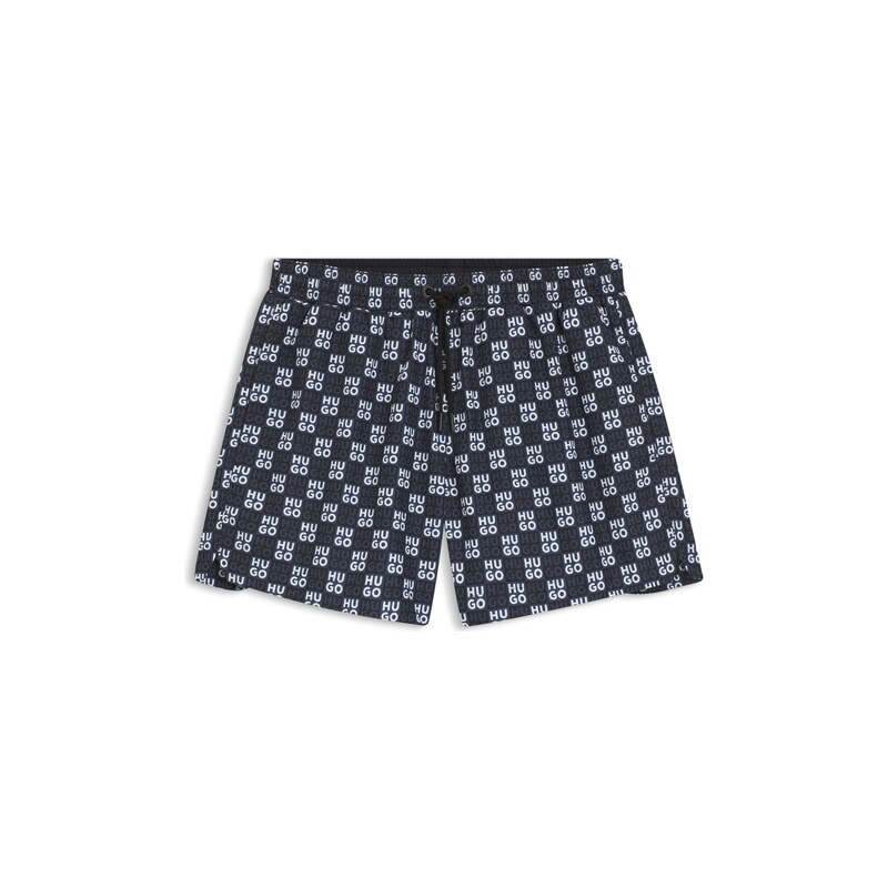HUGO Quick-dry swim shorts with stacked-logo check print
