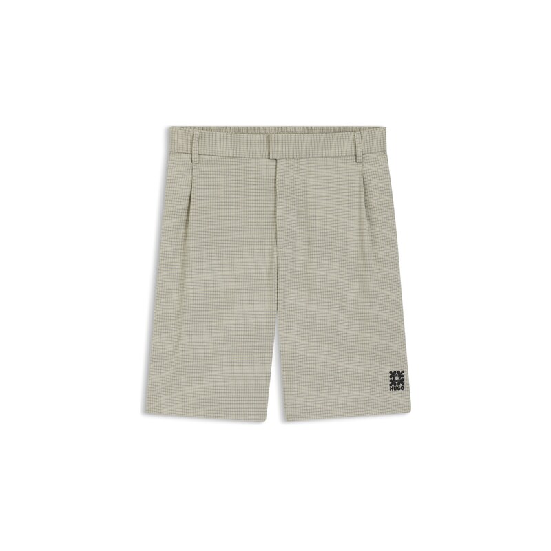 HUGO Relaxed-fit shorts with houndstooth pattern