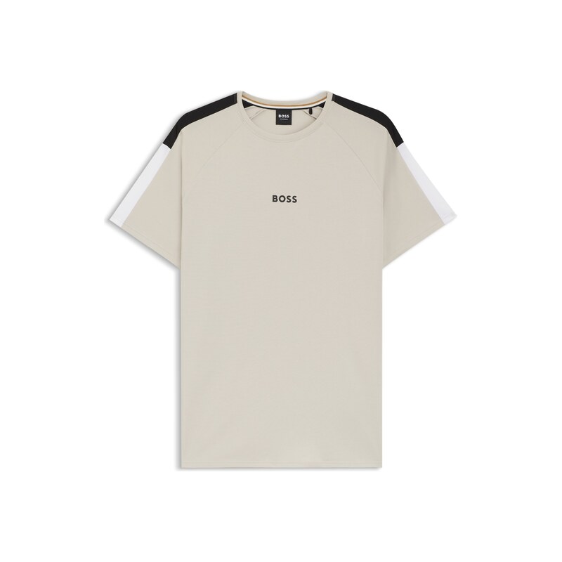 BOSS Cotton-blend pyjama T-shirt with colour-blocking