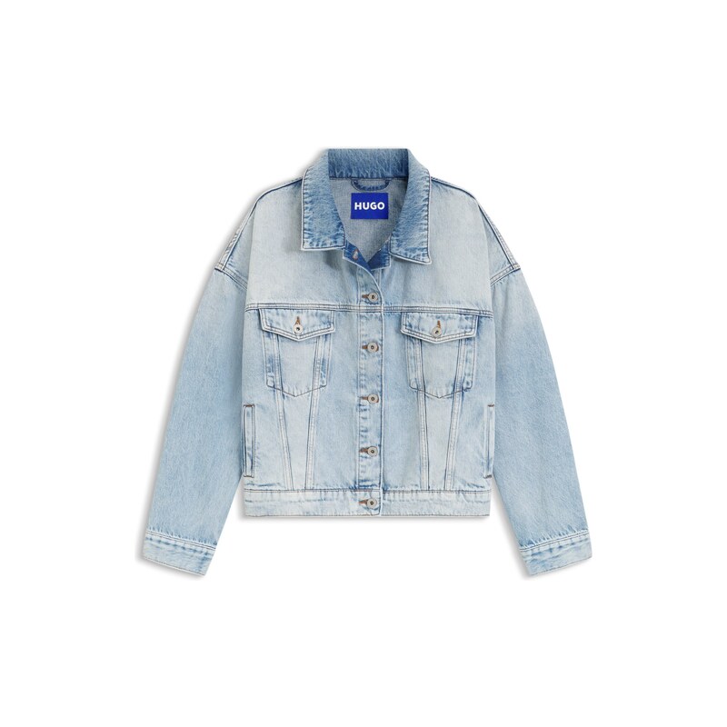 HUGO Boxy-fit jacket in blue rigid denim