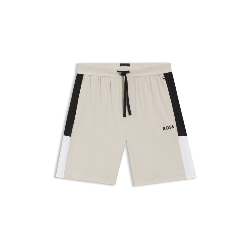BOSS Cotton-blend pyjama shorts with colour-blocking