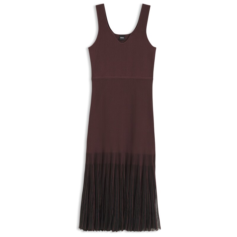 BOSS Rib-knit dress with sheer pleating