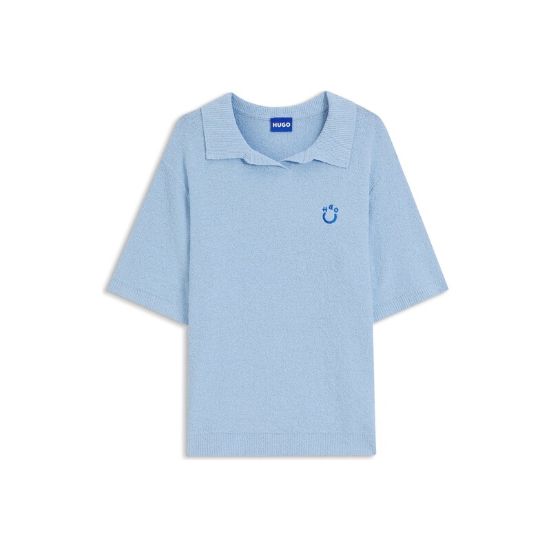 HUGO Short-sleeved oversized-fit sweater in cotton-blend