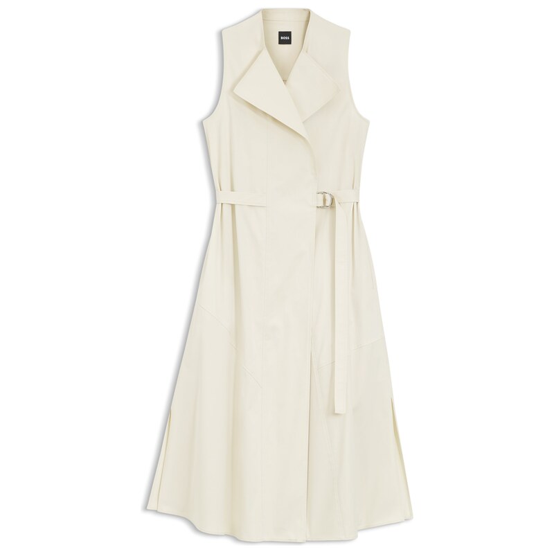 BOSS Stretch-cotton wrap dress with adjustable belt