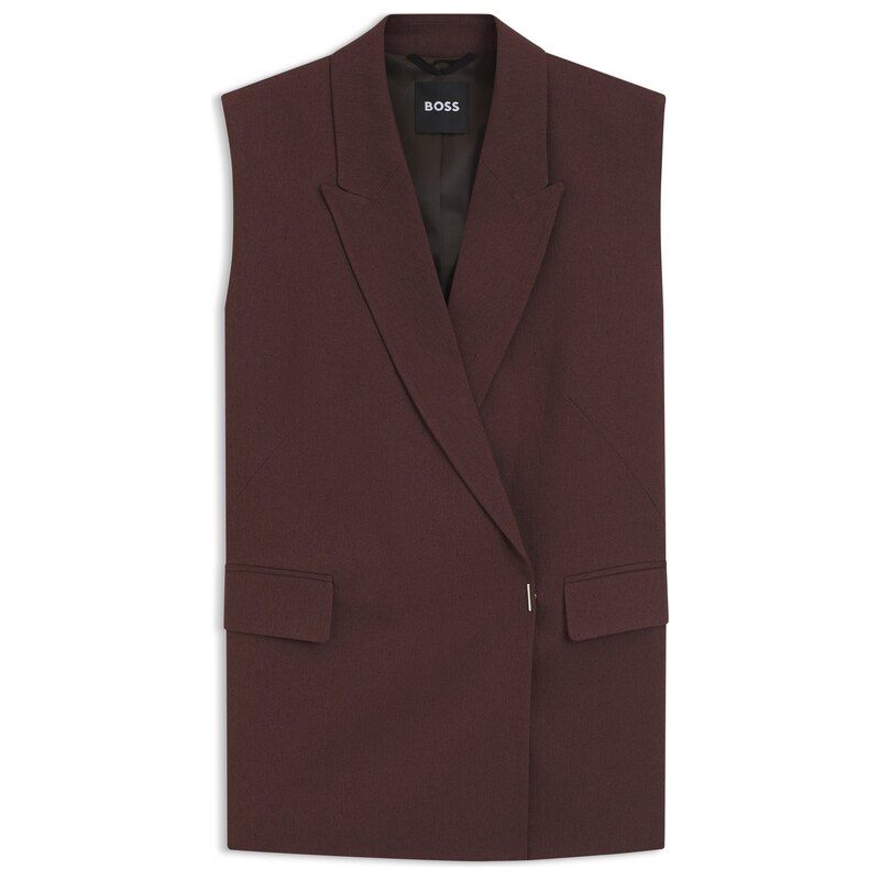 BOSS Relaxed-fit vest in a linen blend