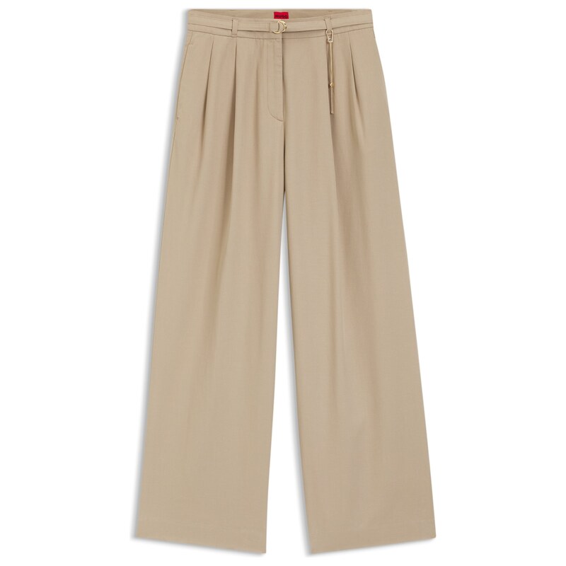 HUGO Straight-fit trousers with gold-tone carabiner chain