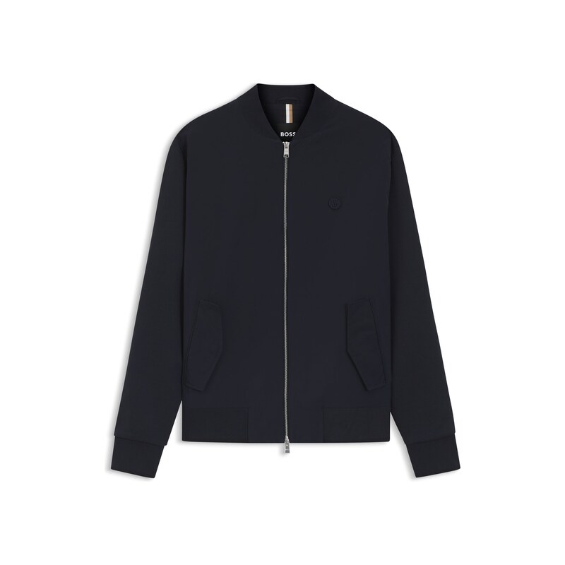 BOSS Mercerised-cotton zip-up sweatshirt with Double B monogram
