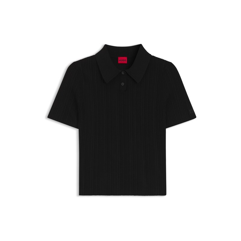 HUGO Slim-fit ribbed sweater with polo collar