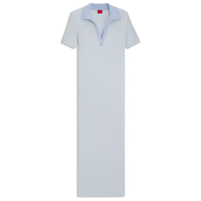 HUGO Vanisé-rib dress with stacked logo
