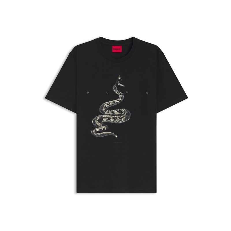 HUGO Cotton-jersey T-shirt with spaced-out logo