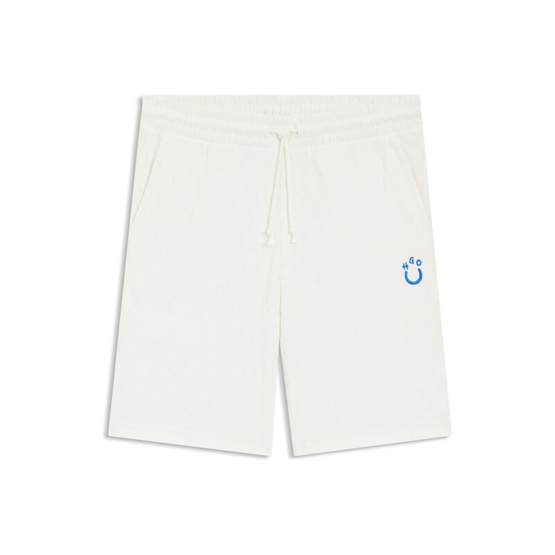 HUGO Cotton-towelling shorts with leopard jacquard