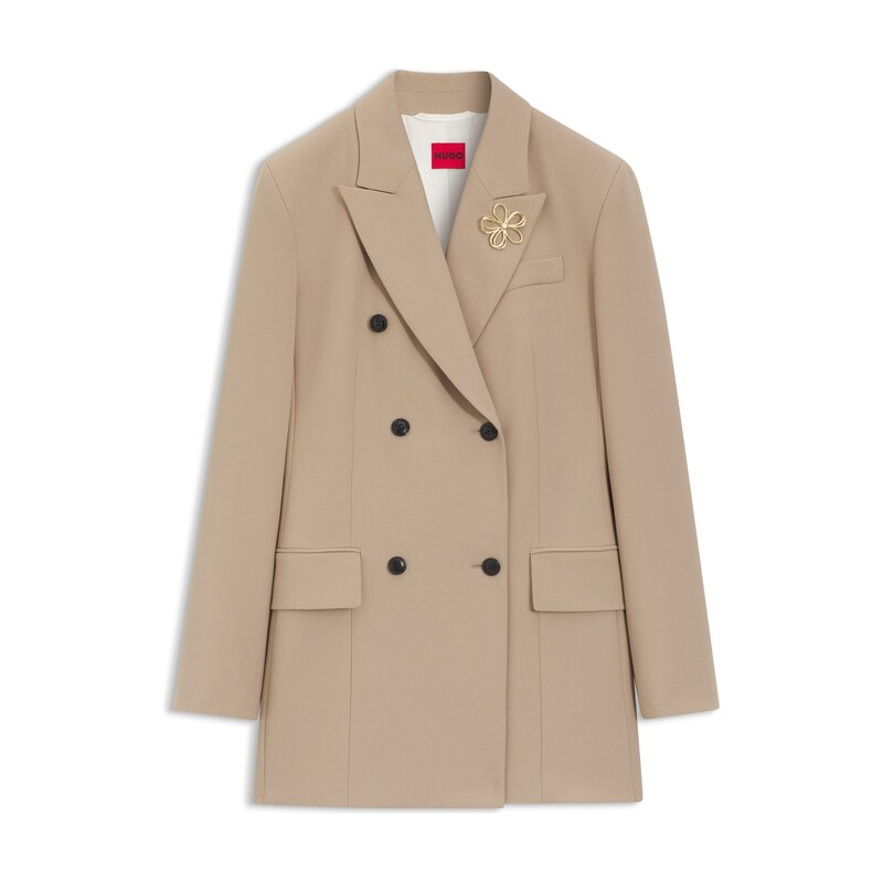 HUGO Double-breasted regular-fit blazer with hourglass shape