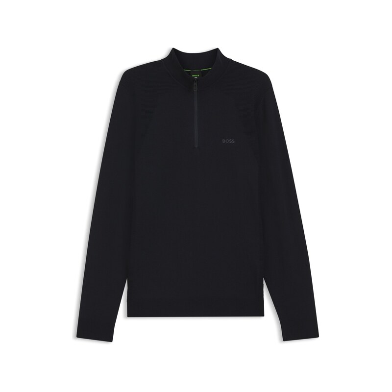 BOSS Zip-neck sweater in a cotton blend