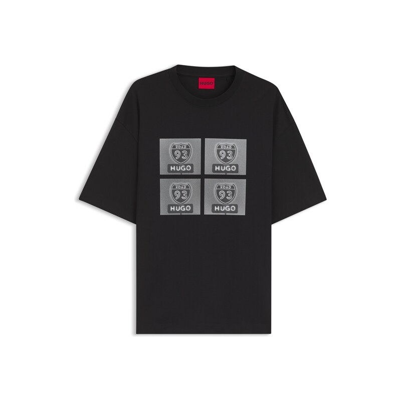 HUGO Cotton-jersey T-shirt with biker-inspired artwork