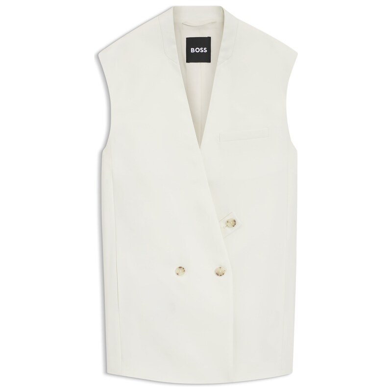 BOSS Sleeveless relaxed-fit blazer in a wool blend