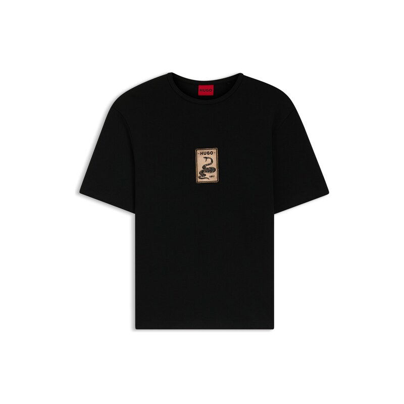 HUGO Cotton-jersey T-shirt with embroidered badge