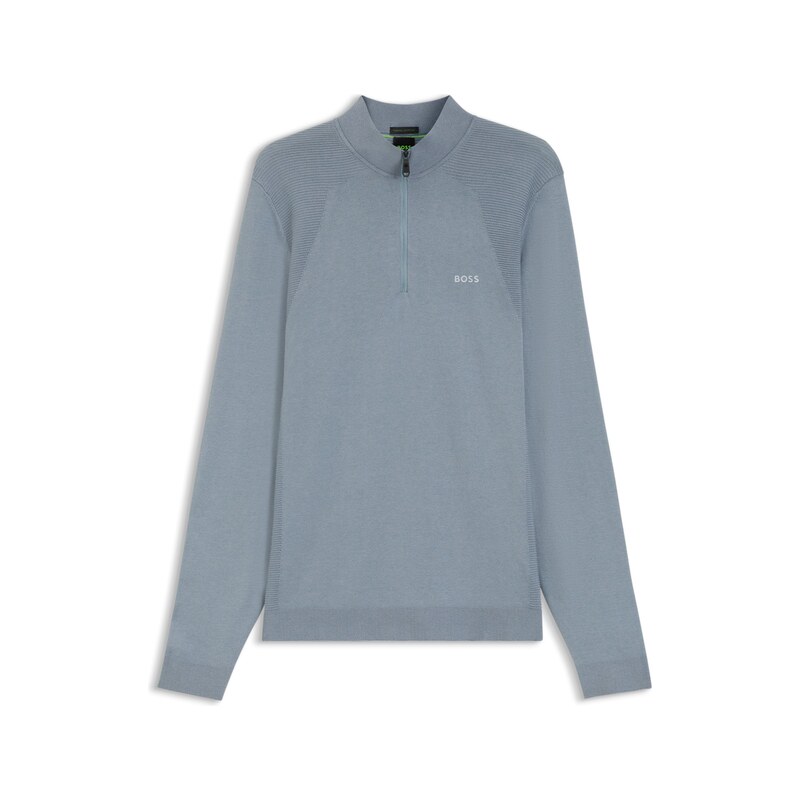 BOSS Zip-neck sweater in a cotton blend