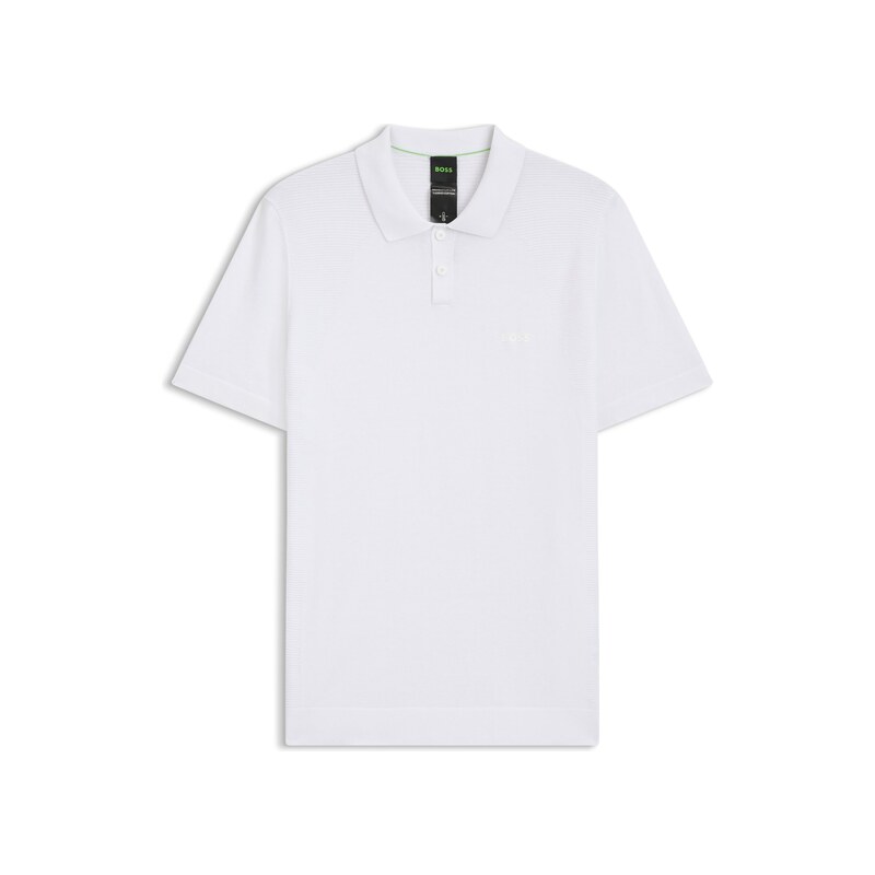 BOSS Cotton-blend knit polo with bodymapping structure