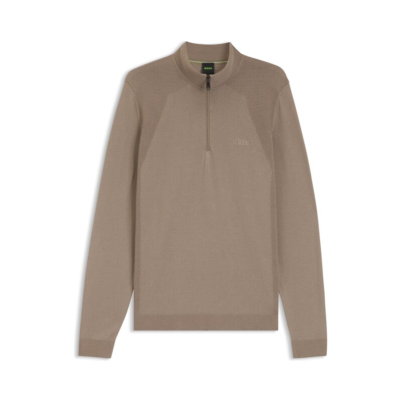 BOSS Zip-neck sweater in a cotton blend