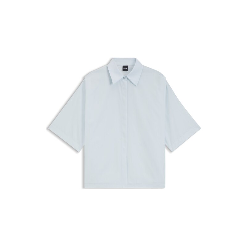 BOSS Relaxed-fit blouse in cotton poplin with point collar