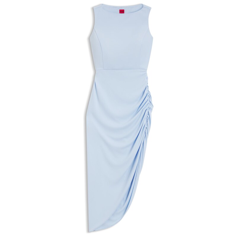 HUGO Crepe dress with gathered asymmetric hemline
