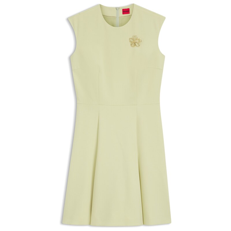 HUGO Sleeveless dress with gold-tone flower brooch