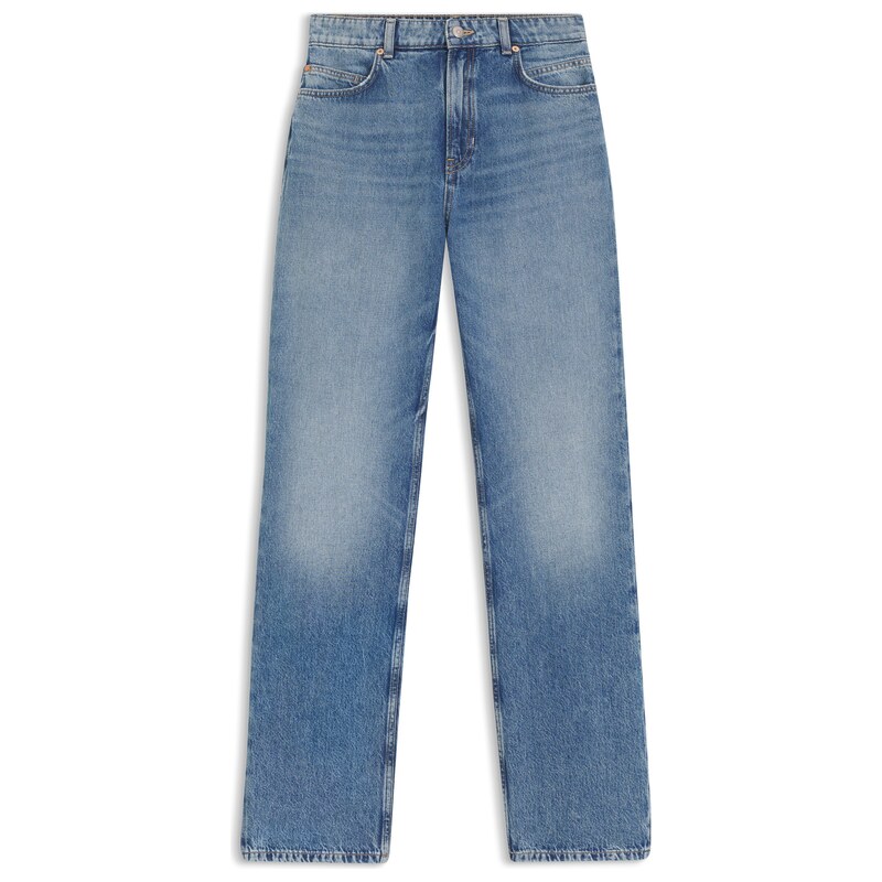 BOSS High-waisted regular-fit jeans in blue rigid denim