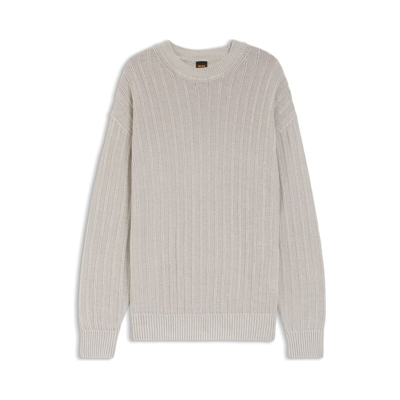 BOSS Linen-cotton sweater with knitted structure