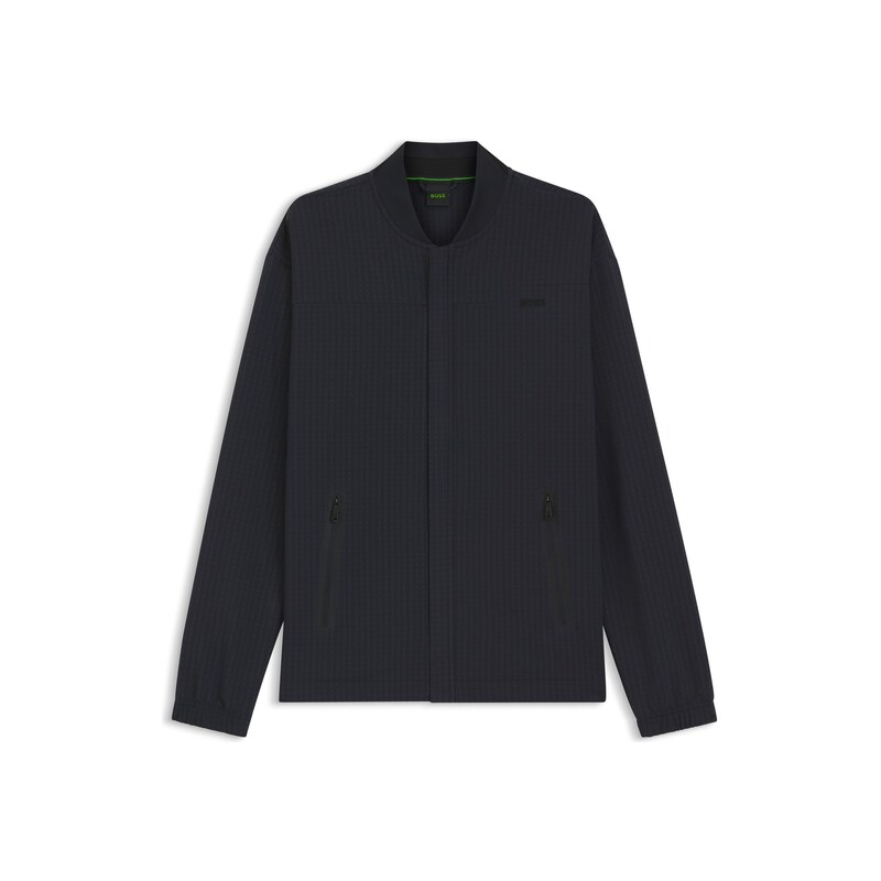 BOSS Waffle-structured sweatshirt with framed zips