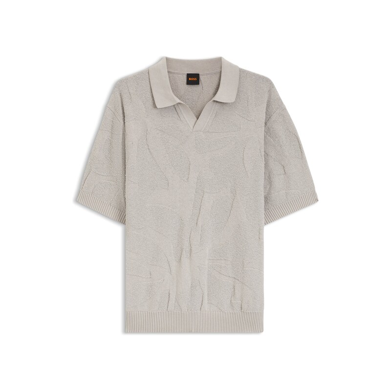 BOSS Johnny-collar knit polo with graphic pattern