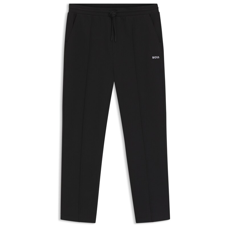 BOSS Cotton-blend tracksuit bottoms with pintuck pleats