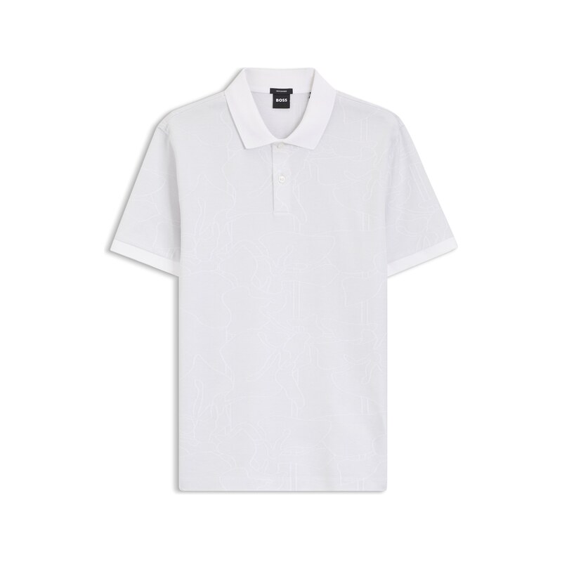 BOSS Cotton polo shirt with jacquard pattern