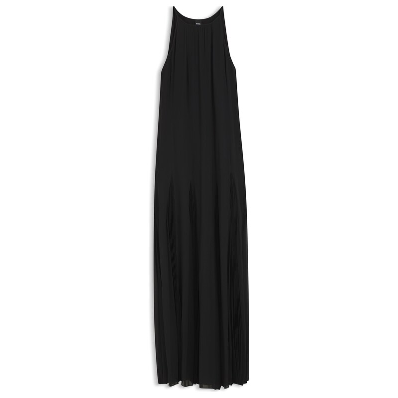 BOSS Sleeveless dress with plissé skirt inserts