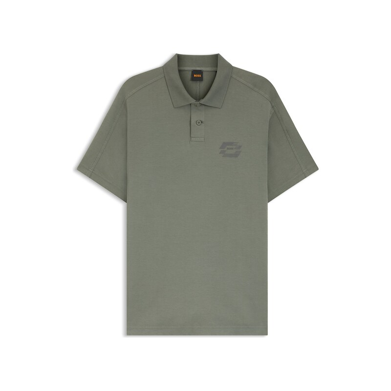 BOSS Relaxed-fit interlock-cotton polo shirt with logo artwork