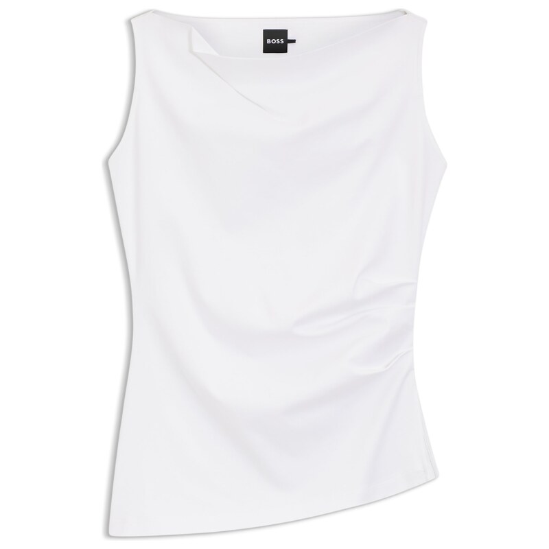 BOSS Cowl-neck asymmetric top in mercerised cotton
