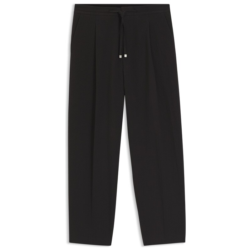 HUGO Modern-fit trousers in stretch-cotton seersucker