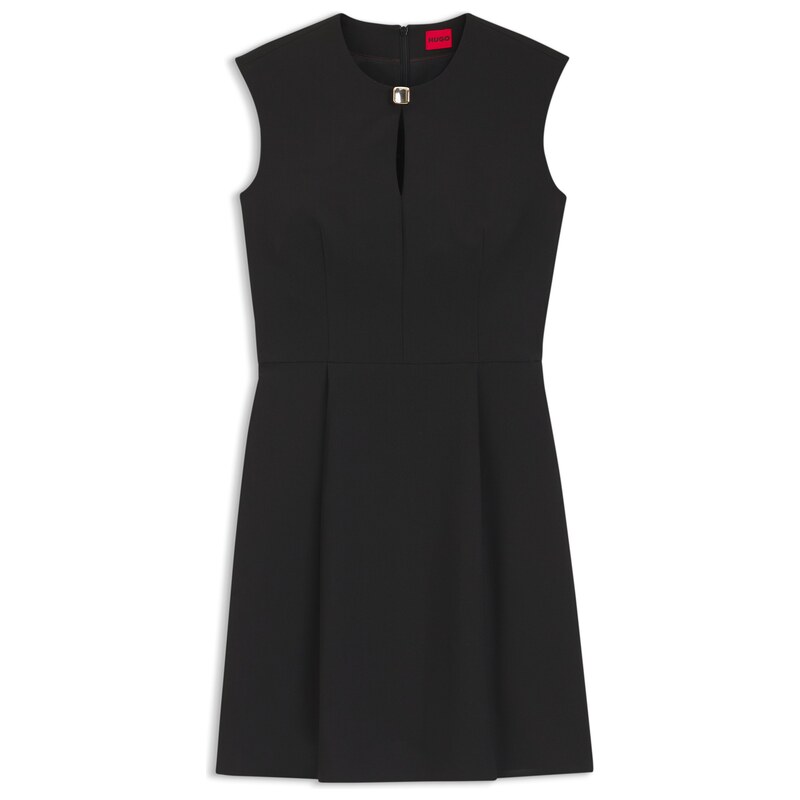 HUGO Cap-sleeve dress with hardware-trimmed keyhole neckline