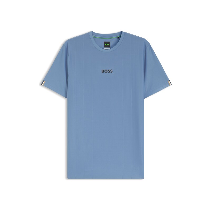BOSS Active Jacquard-stripe slim-fit T-shirt with logo print