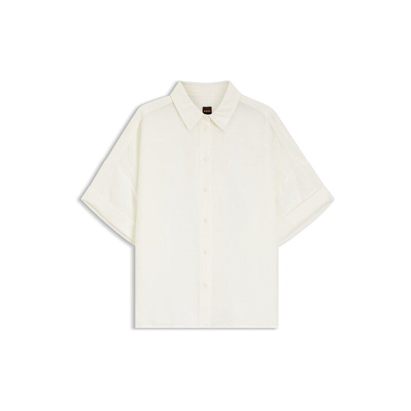 BOSS Regular-fit blouse with rolled cuffs