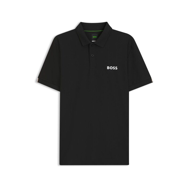 BOSS Active Stripe-jersey slim-fit polo shirt with four-way