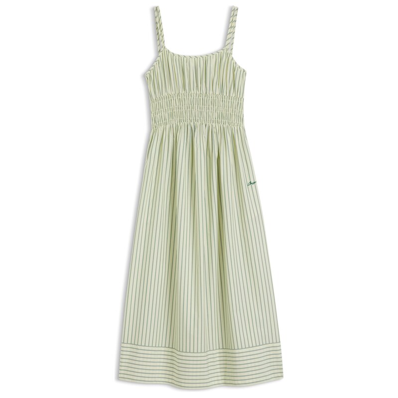 BOSS Cotton-poplin dress with vertical stripe