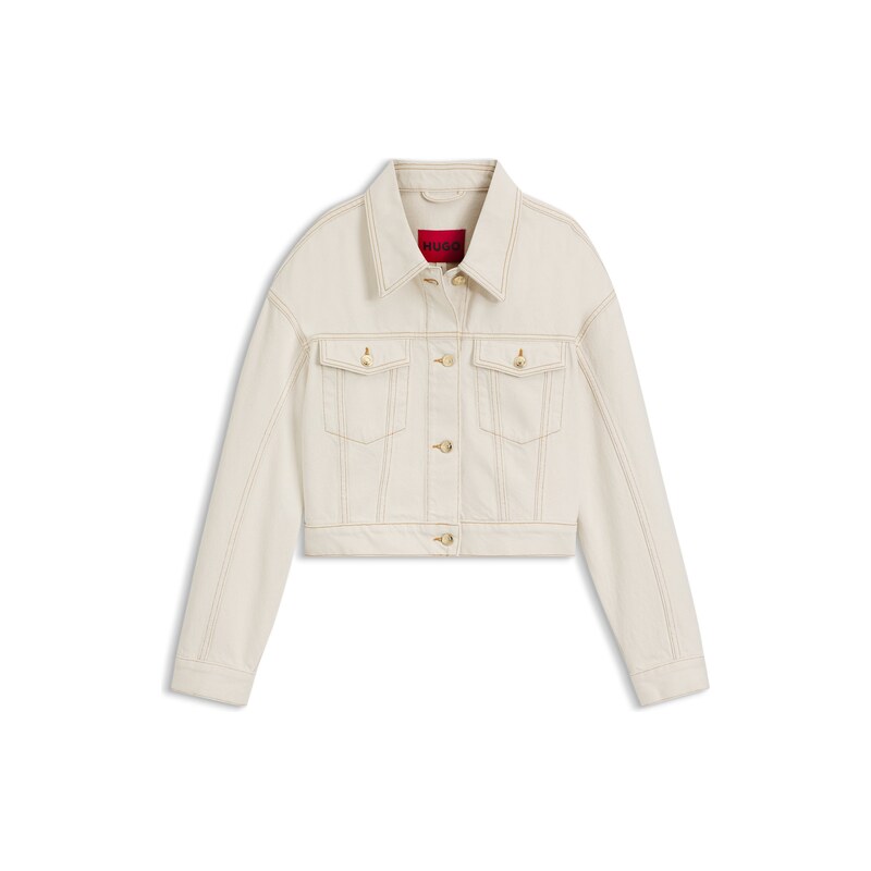 HUGO Relaxed-fit jacket in washed ecru denim