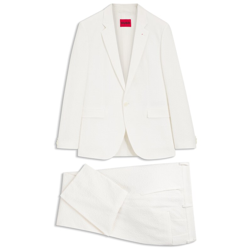 HUGO Three-piece extra-slim-fit suit in stretch-cotton