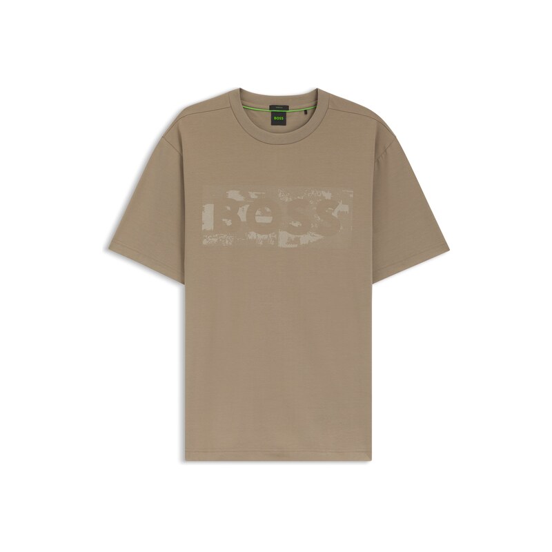 BOSS Stretch-cotton T-shirt with logo artwork