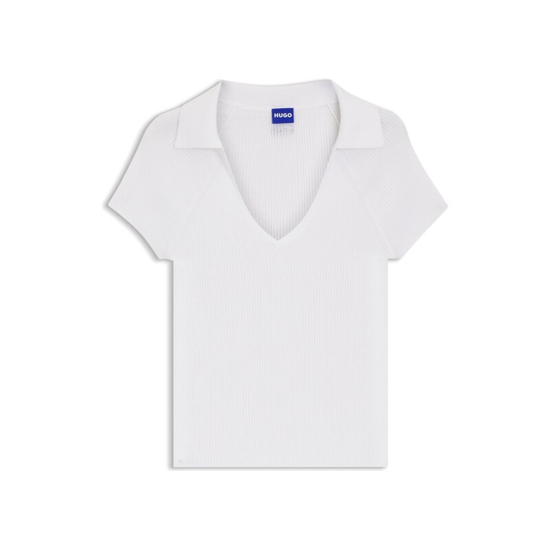 HUGO Short-sleeved sweater in stretch fabric with polo collar