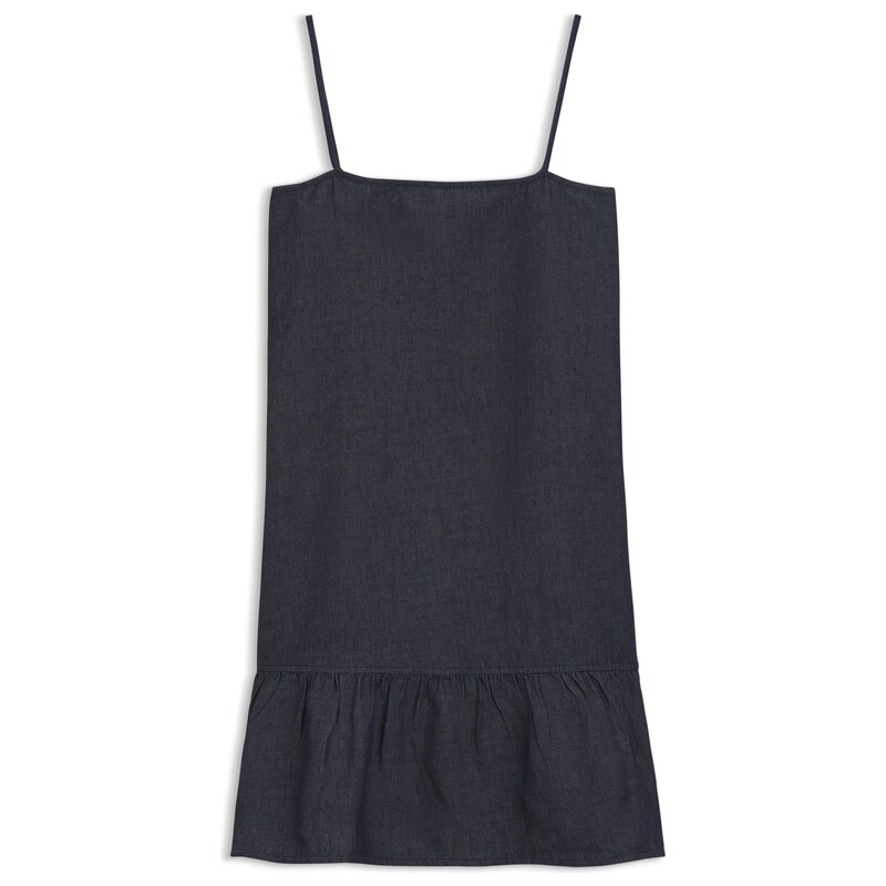 HUGO Spaghetti-strap dress in cotton-blend denim