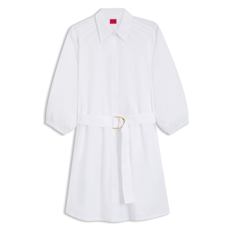HUGO Cotton-poplin shirt dress with buckled belt