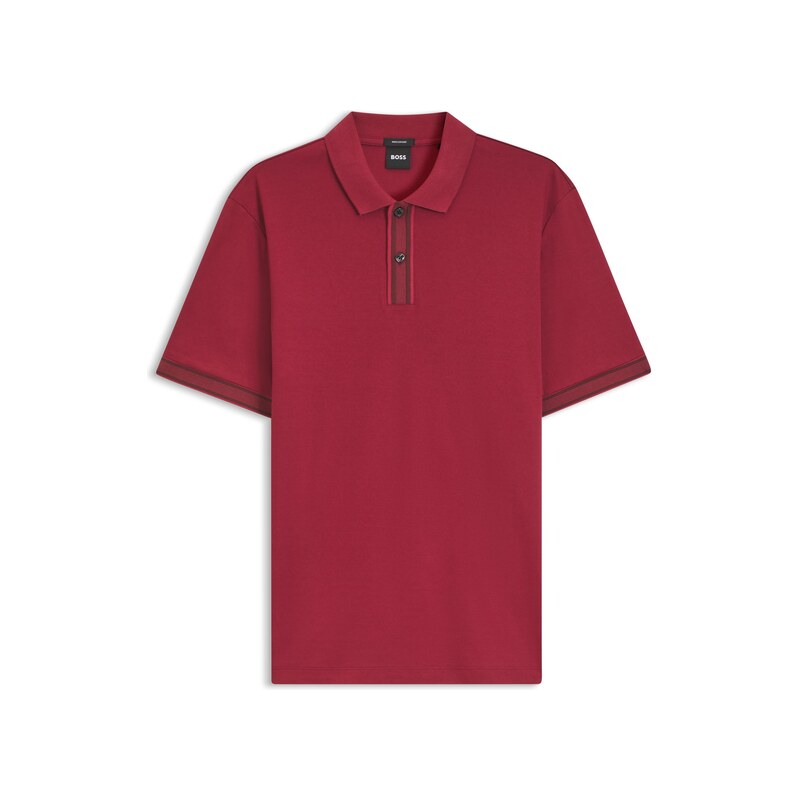 BOSS Mercerised-cotton polo shirt with striped trims