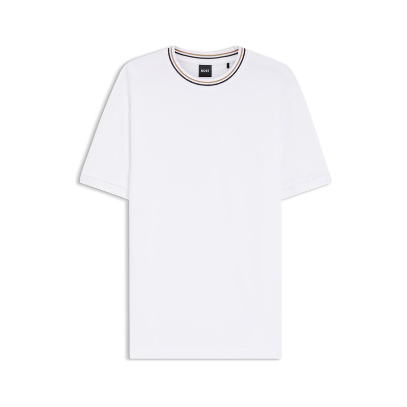 BOSS Cotton-piqué T-shirt with striped collar