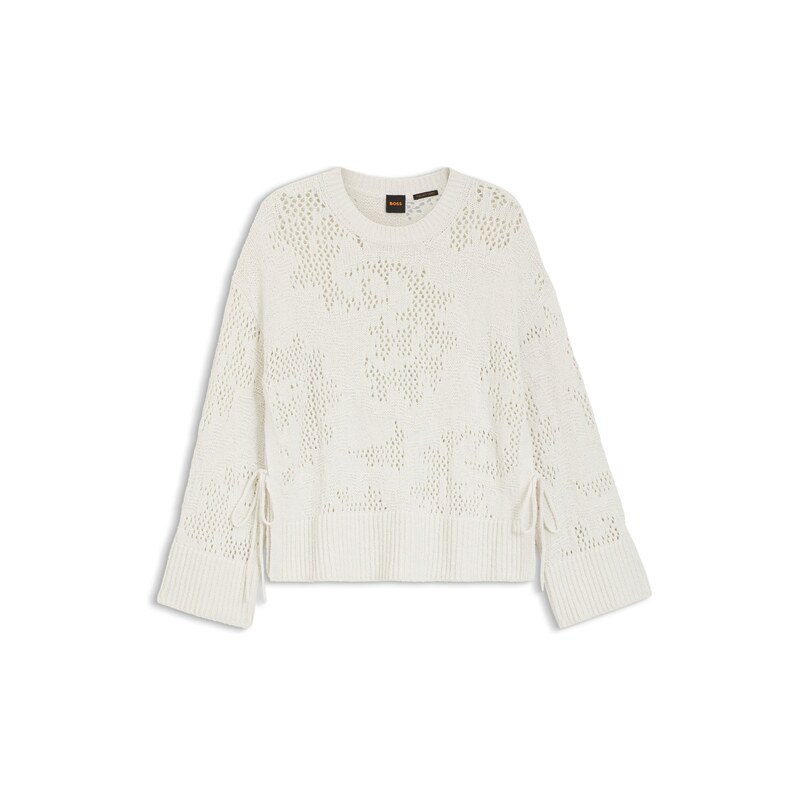 BOSS Oversized-fit cotton-blend sweater with knitted pattern